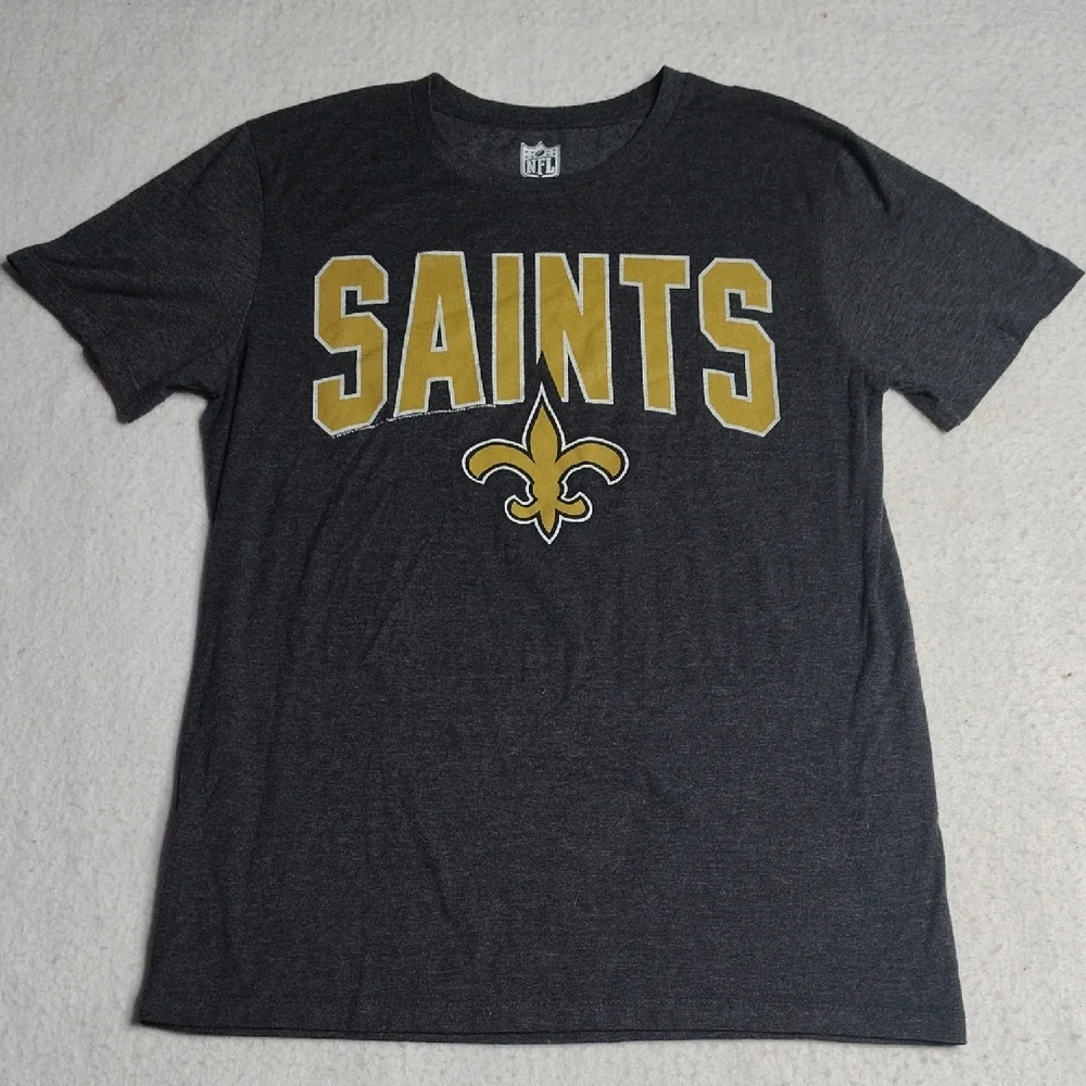 New Orleans Saints T-Shirt Size Medium Gray‎ Gold Official NFL Team Aparrel 2016